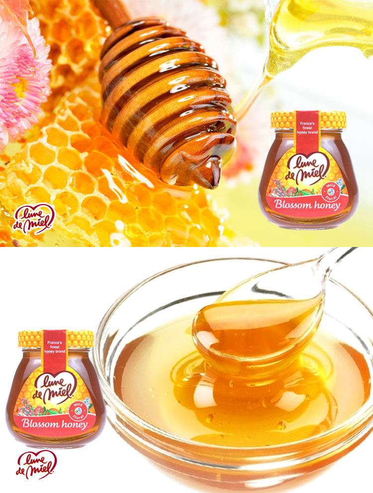 法国进口 蜜月 金黄蜂蜜 375g/瓶