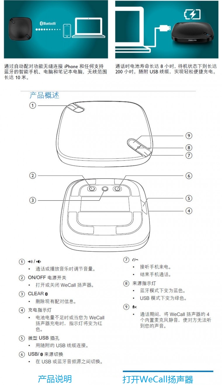 飞利浦 蓝牙会议扬声器 aecs7000e/93