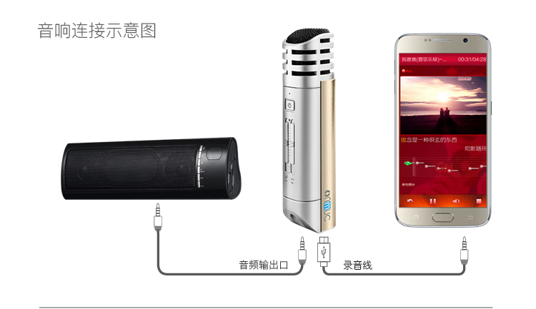 唛客/onmuc 全民K歌唱吧麦克风 苹果手机/安卓手机/小米手机专用电容话筒 M3 玫瑰红 苹果版