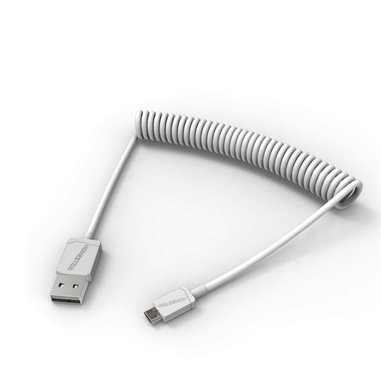 HONESTDA V8接口数据线安卓Micro USB接口手机140cm安卓伸缩充电线 TL031 灰色