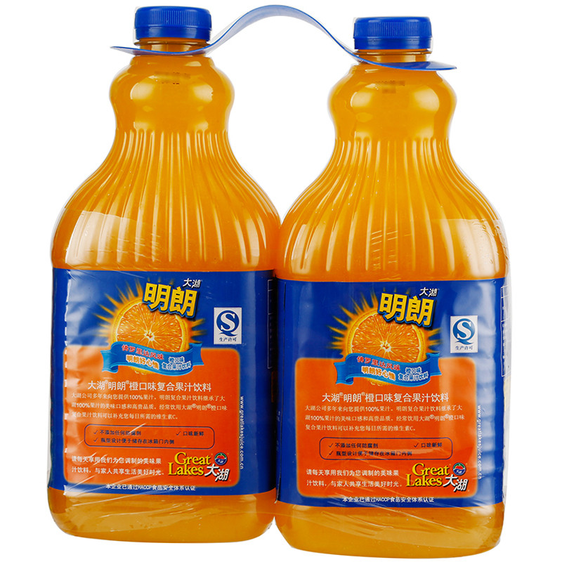 大湖明朗橙汁饮料 2l*2瓶/组