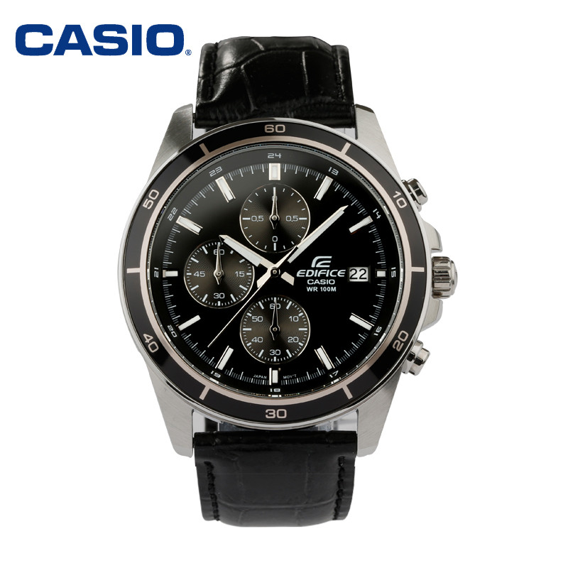 卡西欧(casio)黑色粒子涂层赛车系列防水夜光指针手表efr-526
