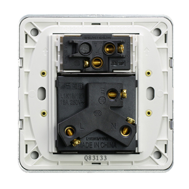 龍勝q8 16a三孔空調插座帶一開單控尊貴銀牆壁開關插座面板